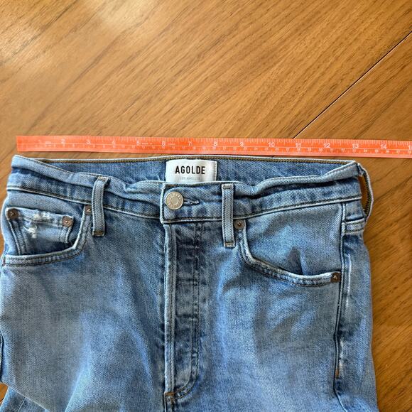 AGOLDE Jeans Size 26 Nico High Rise Button Fly Fray Raw Hem Light Wash Stretch - Picture 11 of 16